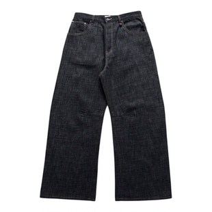 NOFAITH经典蓝色经纬竹节原色弯刀牛仔裤男25秋冬新款纯棉长裤