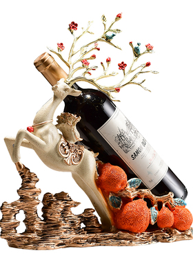 新中式福鹿红酒架高颜值客厅酒柜餐边柜装饰品 乔迁新居送礼礼品