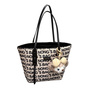 复古ins包包女大容量高级感通勤学生上课百搭单肩帆布包手提大包