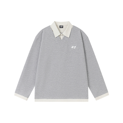 小众polo领刺绣假两件卫衣