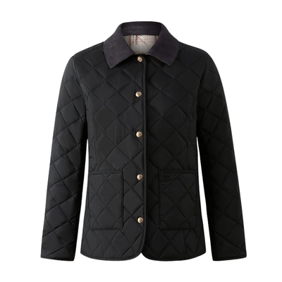 ELAND纯色菱格甜美翻领棉服