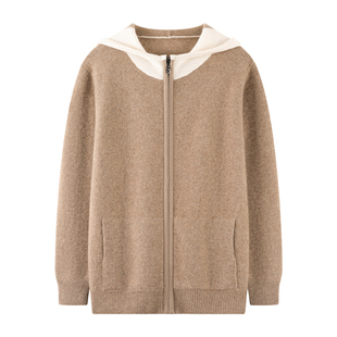 秋冬新款男士纯山羊绒衫连帽帽衫毛衣针织卫衣保暖加厚打底衫套头