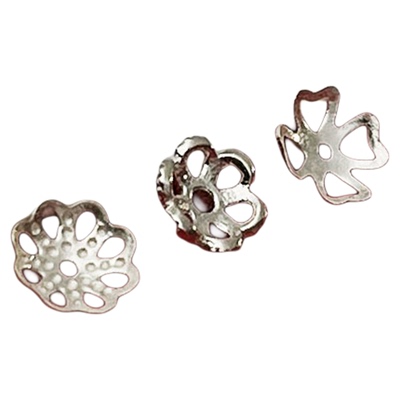 纯银素银花托隔片镂空花帽diy