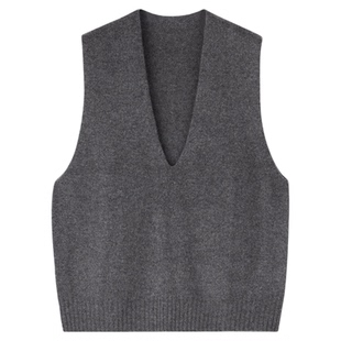 陈小满原创设计100%羊毛V领针织背心女2026春季新款马甲外搭