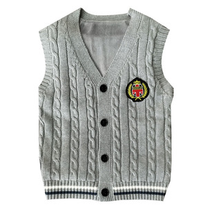 男童开衫毛衣马甲加绒女童背心宝宝儿童针织马夹坎肩