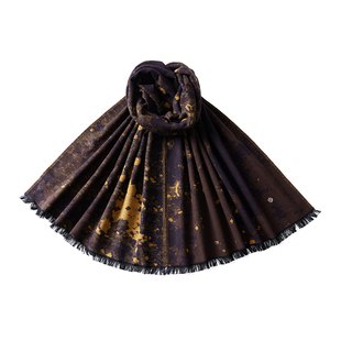 玖慕真丝拉绒披肩围巾女秋冬桑蚕丝保暖围脖非遗大漆妈妈生日礼物