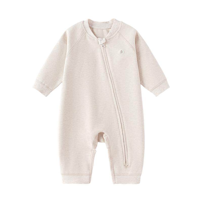 babylove婴儿连体衣秋冬季保暖睡袋斜襟拉链哈衣爬服宝宝外出衣服
