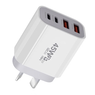 澳标规45W充电头手机双C接口type-c八字脚三角双USB-C充电线器适用苹果华为OPPO小米vivo荣耀40W安卓快充插头
