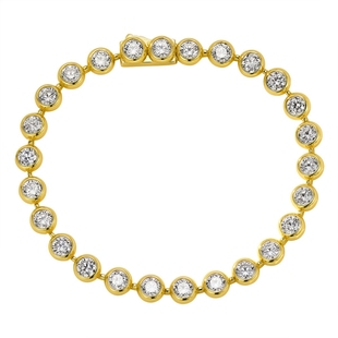 经典基础款20分圆形气泡仿真钻石手链女925纯银镀18K黄金色高碳钻