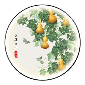 新中式玄关葫芦定制五福临门挂画