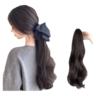 假发辫子抓夹假发辫马尾假马尾蝴蝶结仿真发长卷发高自然发夹卷女