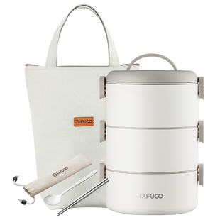 日本泰福高316L不锈钢多层保温饭盒可微波炉加热便当盒上班族餐盒