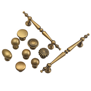 复古法式古铜柜门拉手简约北欧抽屉橱柜鞋柜门轻奢实心复古门把手