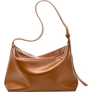 UR托特包包2025新款女士真皮日常通勤单肩斜挎包牛皮慵懒风hobo包