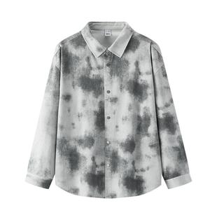 [商场同款]森马长袖衬衫男仿牛仔印花上衣oversize外套2025秋新款