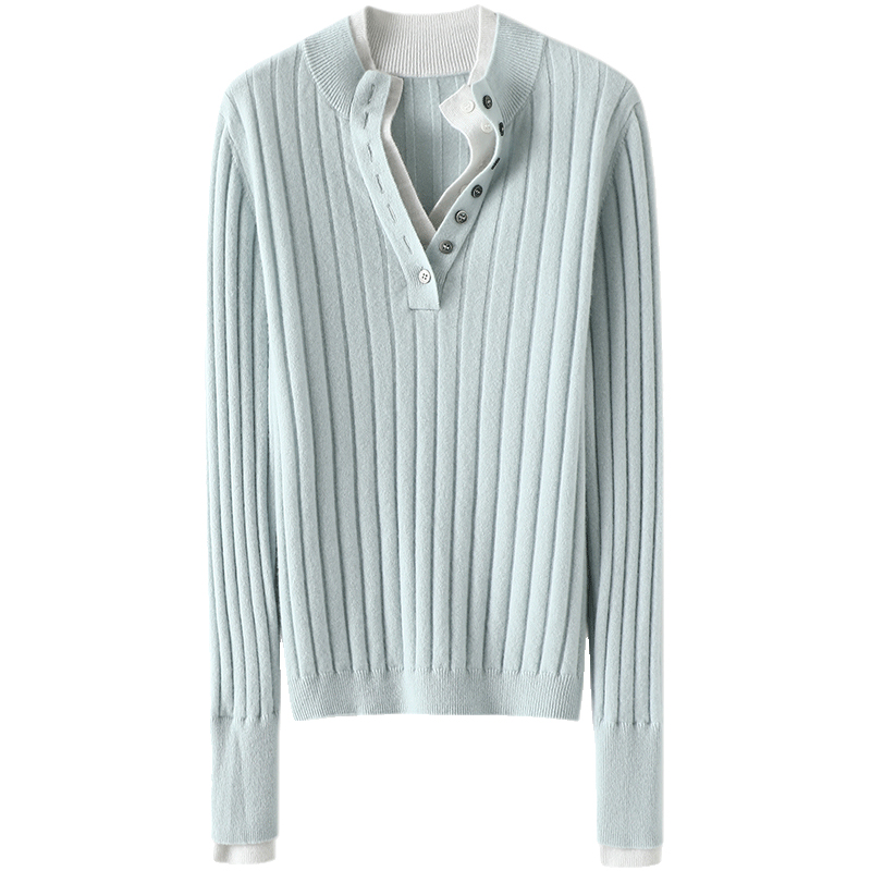 精致知性优雅！双领山羊绒衫女纯羊绒毛衣针织打底衫套头秋冬新款