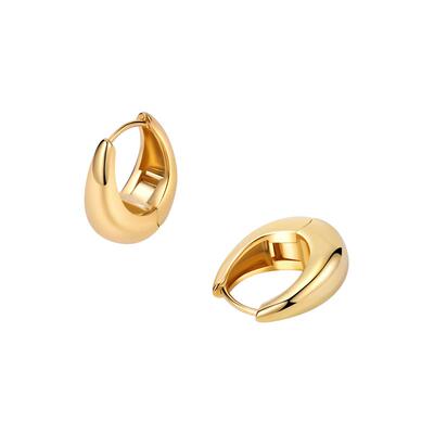 欧美素圈耳环女款高级感2026年新款爆款925银针独特气质金色耳圈