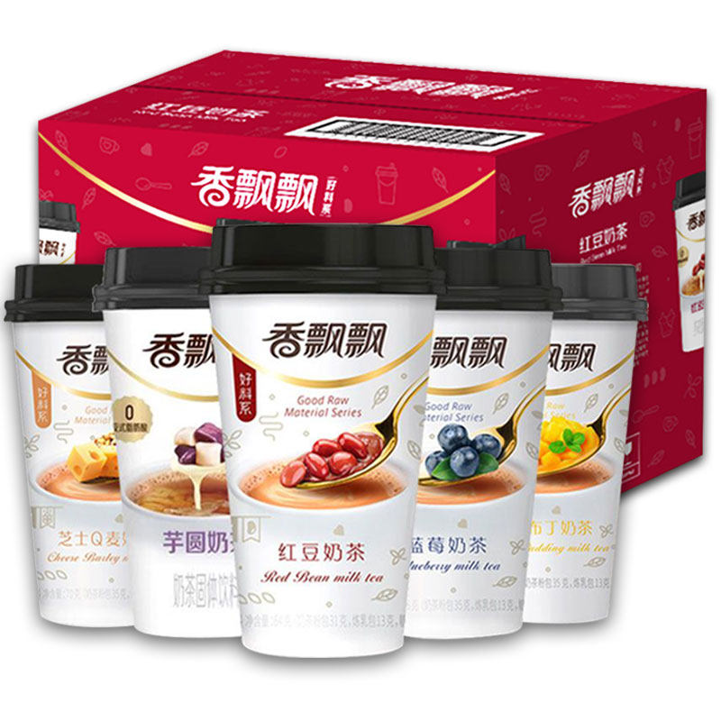 香飘飘红豆奶茶杯装冲饮速溶冲泡下午茶6杯饮品固体饮料即饮奶茶