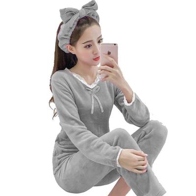 法兰绒睡衣女秋冬季200斤胖妹