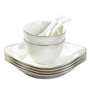 优尊陶瓷碗单个家用盘子金边轻奢餐具新款碗个人专用饭碗面汤碗碟