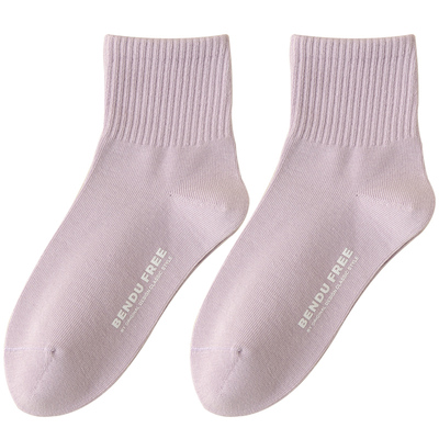 纯棉运动风女袜无骨缝头