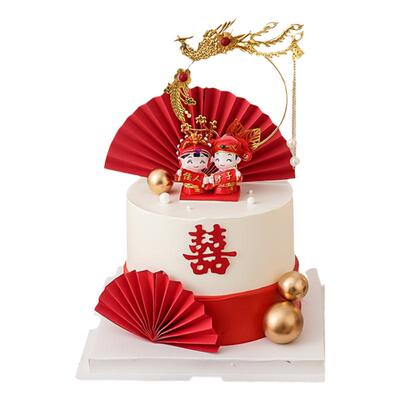 中式订婚宴纸杯蛋糕装饰摆件