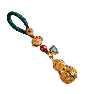 【普陀山官方】沙金葫芦立体汽车钥匙扣挂件平安好运护身符手机挂