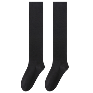 压力小腿袜女春秋款过膝袜强压瘦腿袜纯棉新款jk黑色中长筒袜子