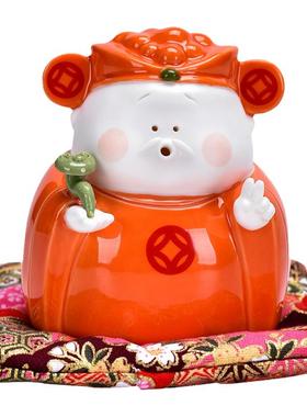新中式创意财神陶瓷摆件家居饰品喜庆可爱桌面工艺品开业送礼
