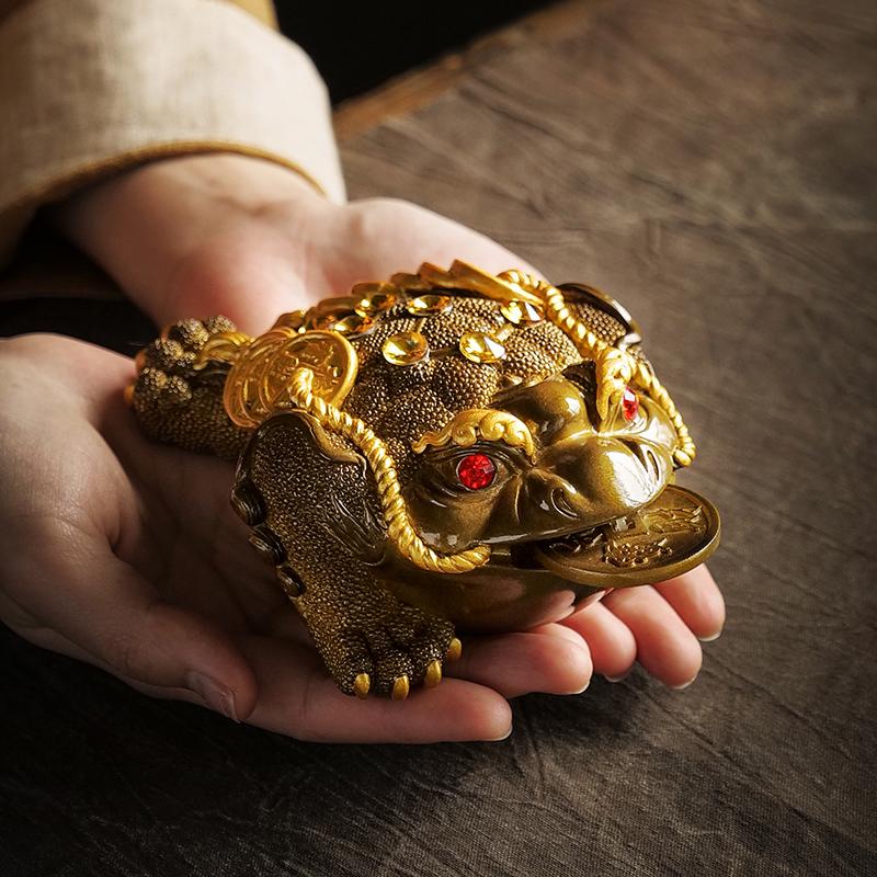 金蟾变色茶宠摆件茶桌茶盘茶台茶具配件招财可养实心蟾蜍茶玩宠物