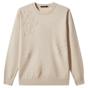 【肌理提花】卡宾羊毛针织衫男装冬季新款长袖毛线衣打底上衣