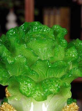 玉白菜摆件家居客厅酒柜开业礼品公司电视柜蟾装饰品金店铺收银台