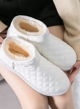 短筒雪地靴女款2024新款冬季一脚蹬棉鞋加绒加厚防水短靴面包鞋子