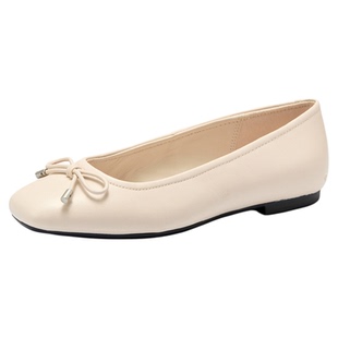 ECCO爱步女鞋芭蕾舞鞋 真皮浅口单鞋蝴蝶结平底鞋 舞悦234313