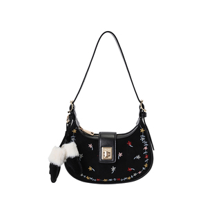 南风Chio2nd 斑斓绘梦腋下包包女秋冬刺绣迷你月牙包单肩斜挎小包