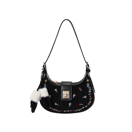 南风Chio2nd 斑斓绘梦腋下包包女春夏刺绣迷你月牙包单肩斜挎小包