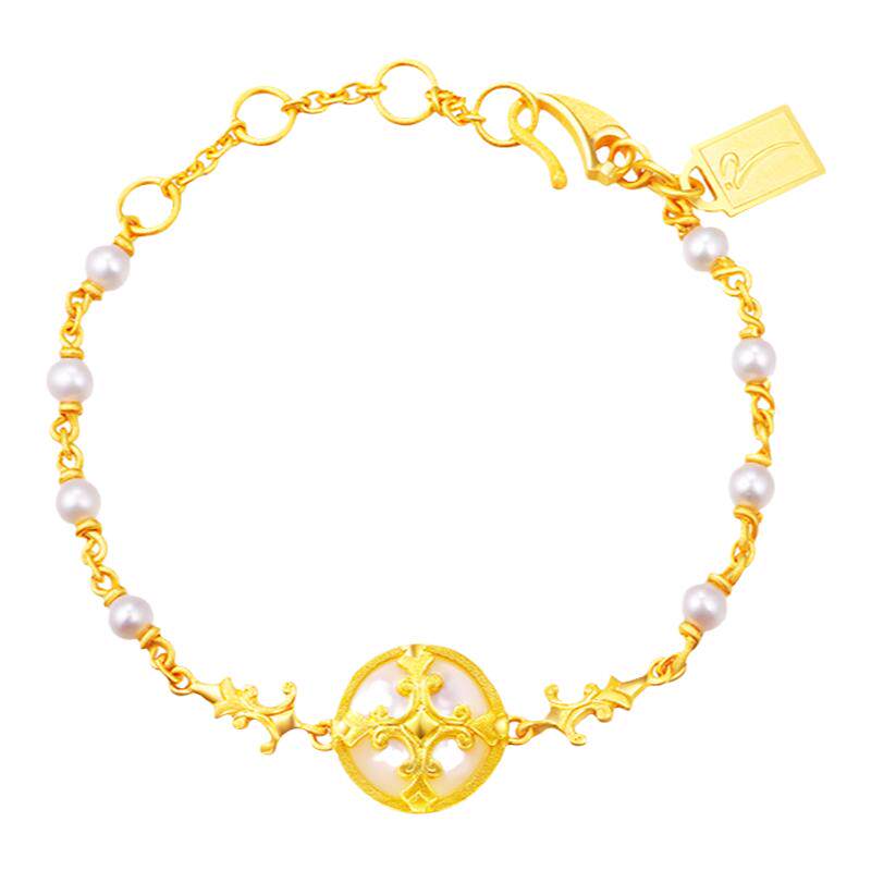 justgold浪漫明珠足金手链