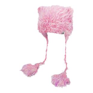 iu李知恩演唱会同款粉色猫耳帽子针织毛绒帽女2025秋冬保暖护耳帽