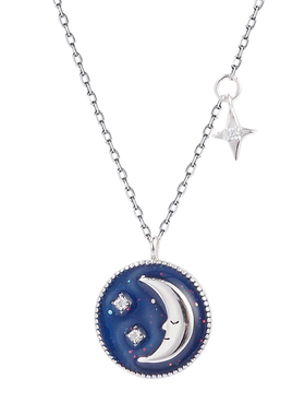 ins不掉色梦幻小众吊坠月亮项链