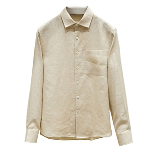 简约时尚LP老钱风100%亚麻春夏男士优雅轻薄款休闲衬衫外套