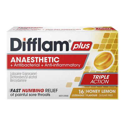 Difflam强效润喉糖蜂蜜柠檬味扁桃体咽喉咙痛肿胀护嗓口含片48粒