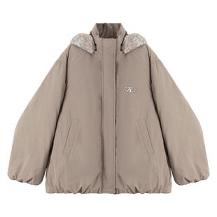 KEIKO 可拆卸树袋熊连帽棉衣棉服冬季设计感加厚立领派克服外套