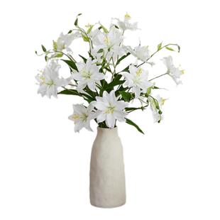 百合仿真花假花餐桌装饰花客厅插花摆件人造花艺干花束摆设高级感