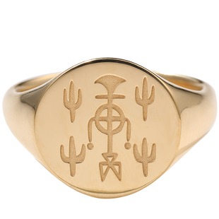 家族徽章图章火漆印章戒指18K黄金玫瑰彩金纯足金个性男女戒定制