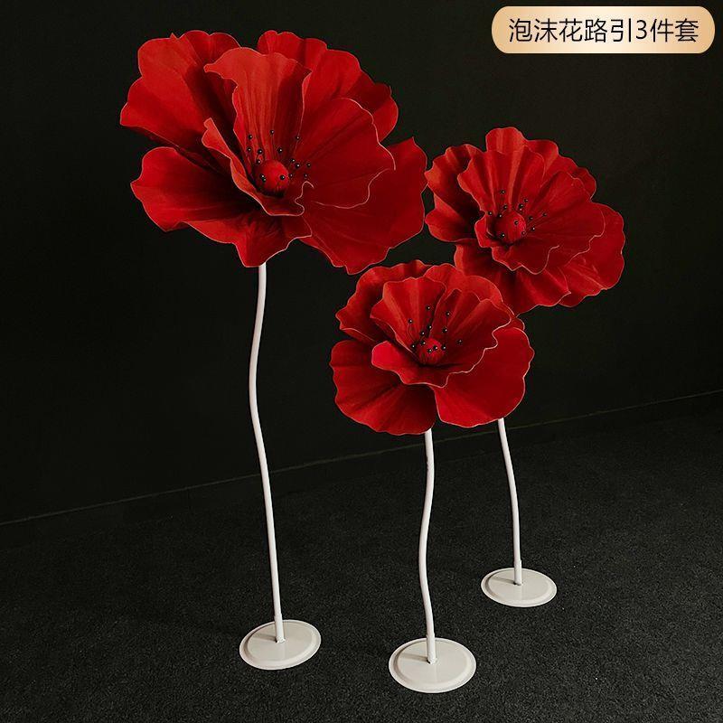 新款婚庆道具泡沫丝网花婚礼舞台布置路引橱窗摆件拍摄道具成品花