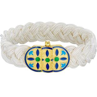 LUCKYMOJOS925银土耳其编织手链男款轻奢复古宽版四叶草银饰手镯