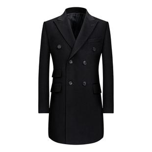 本派意大利长款毛呢大衣男双排扣羊绒羊毛马球大衣男士切斯特大衣