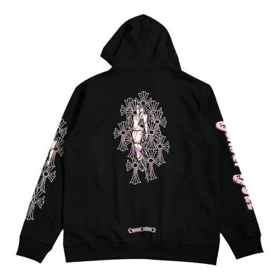 迈亚密西海岸风粉色涂鸦性感女十字架卫衣宽松个性街头欧美棉外套