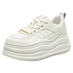 百思图2025春商场新款增高小白鞋板鞋厚底松糕鞋女休闲鞋X0061AM5