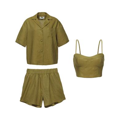 forbedfellow女亚麻短袖套装